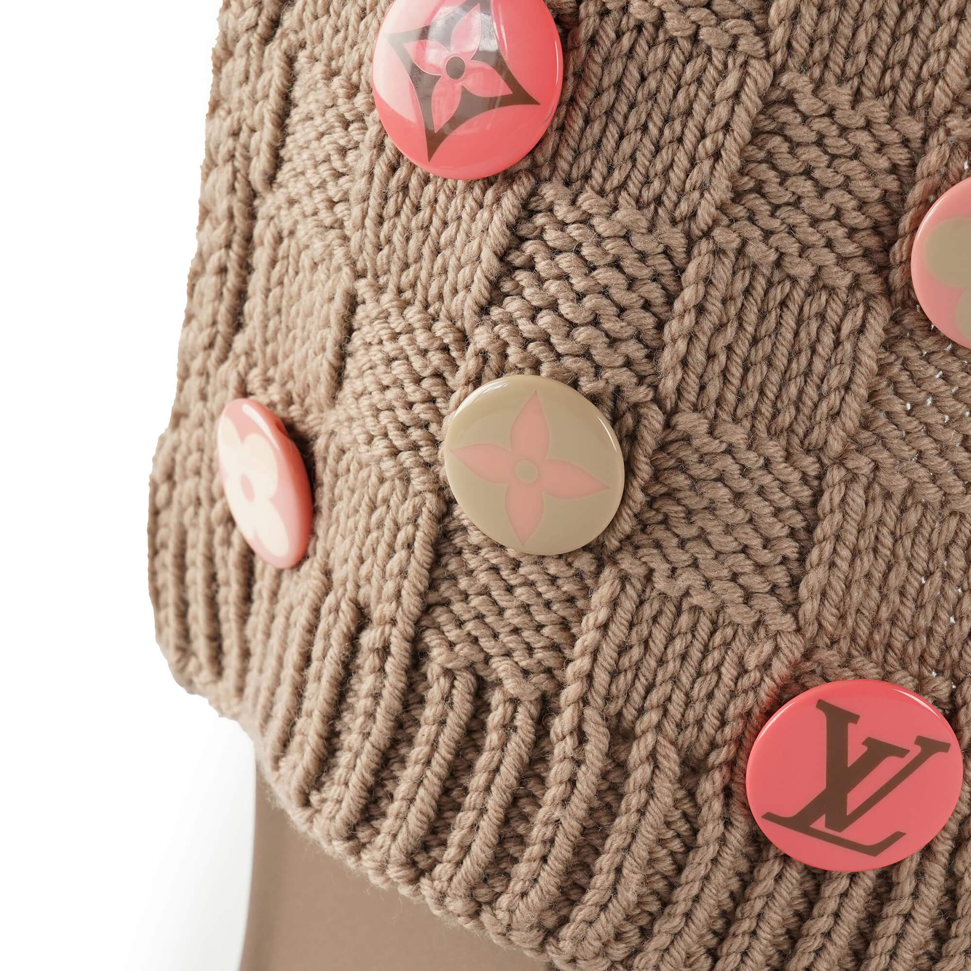 Louis Vuitton - Etoupe Wool Button Detail Winter Scarf 